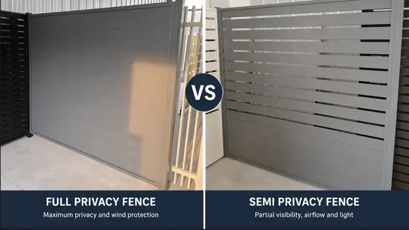 full privacy vs semi privacy aluminum fence panels