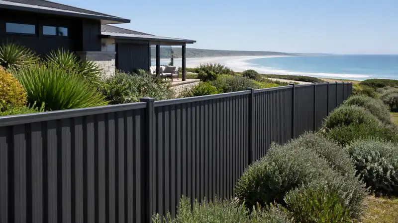 Colorbond-style boundary fencing used in an Australian coastal residential project