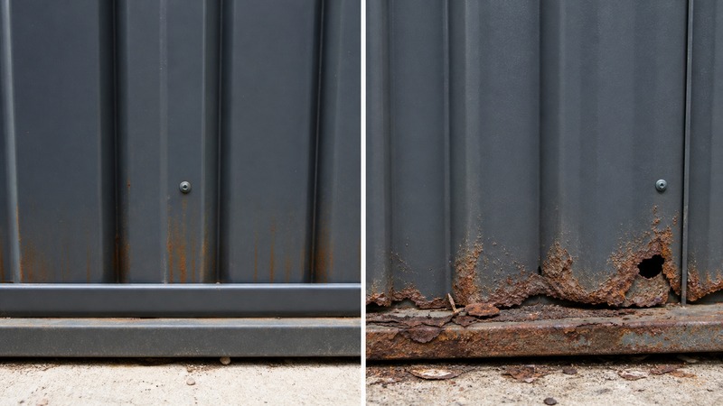 Surface rust stains versus structural corrosion on coated steel fencing