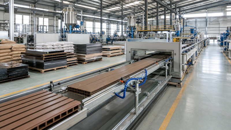 WPC fence factory extrusion line producing traditional and co-extrusion WPC fence boards
