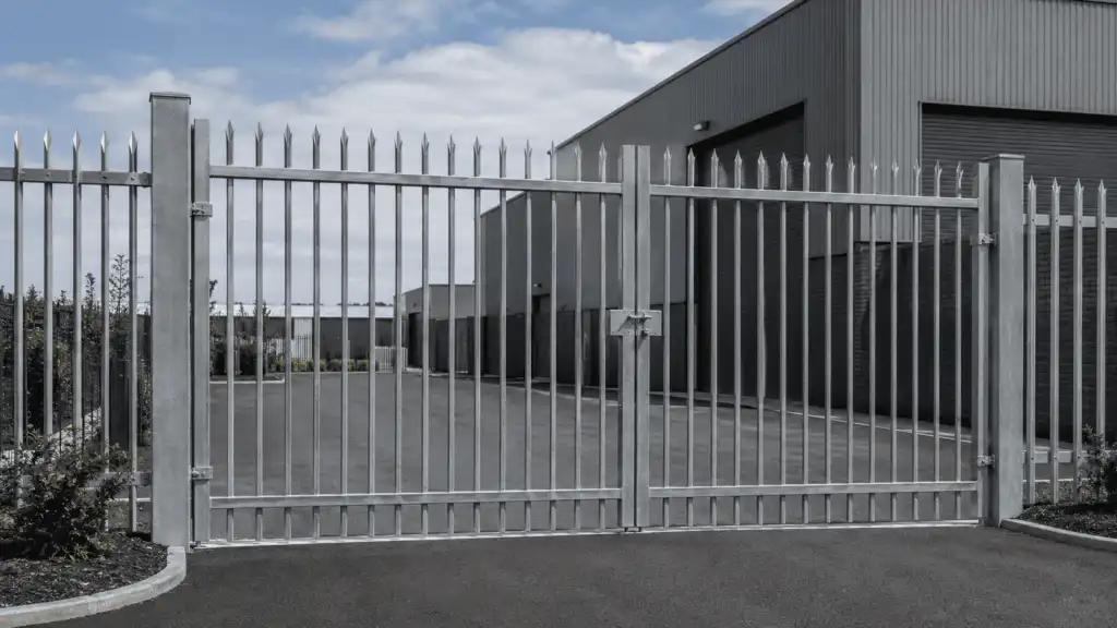 palisade fencing gate for commercial security entrance