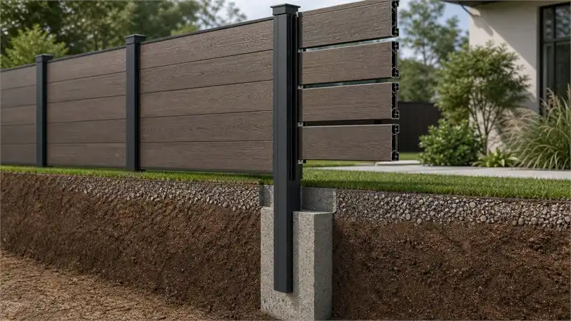 WPC horizontal fence sagging compared with correctly supported boards