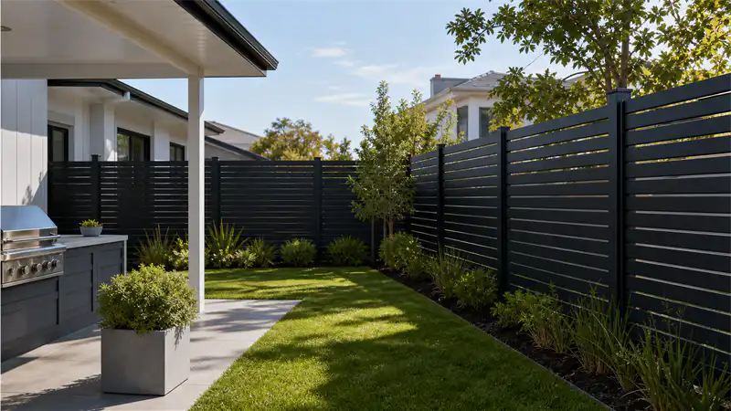 Aluminum privacy fence residential backyard project
