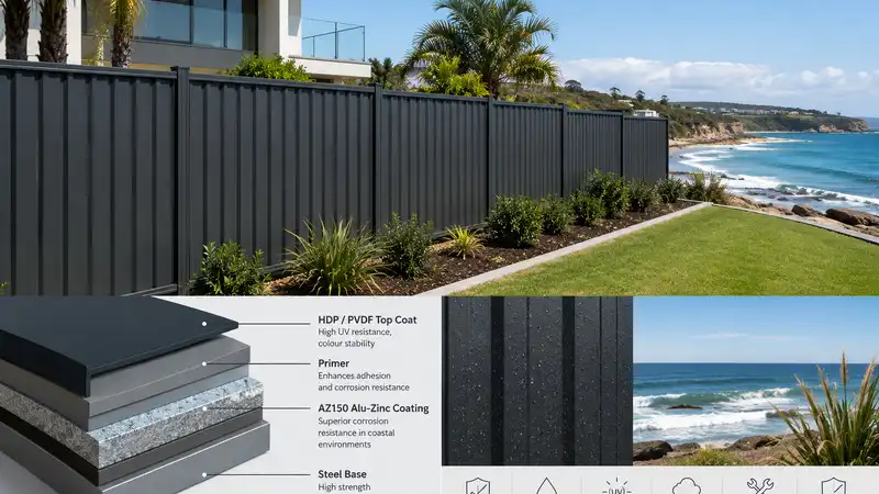 Colorbond fence in coastal environment for corrosion resistant boundary fencing
