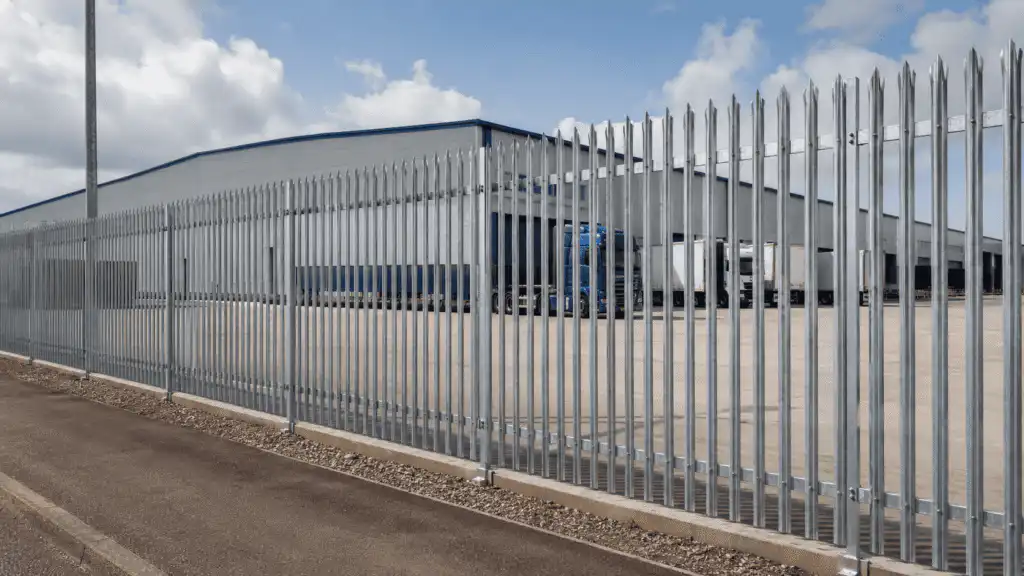 galvanised palisade fencing for warehouse perimeter security