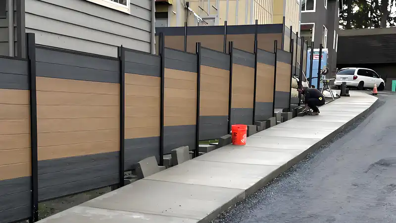 Modern co-extrusion WPC fence installed at a UK property for a composite fencing cost guide