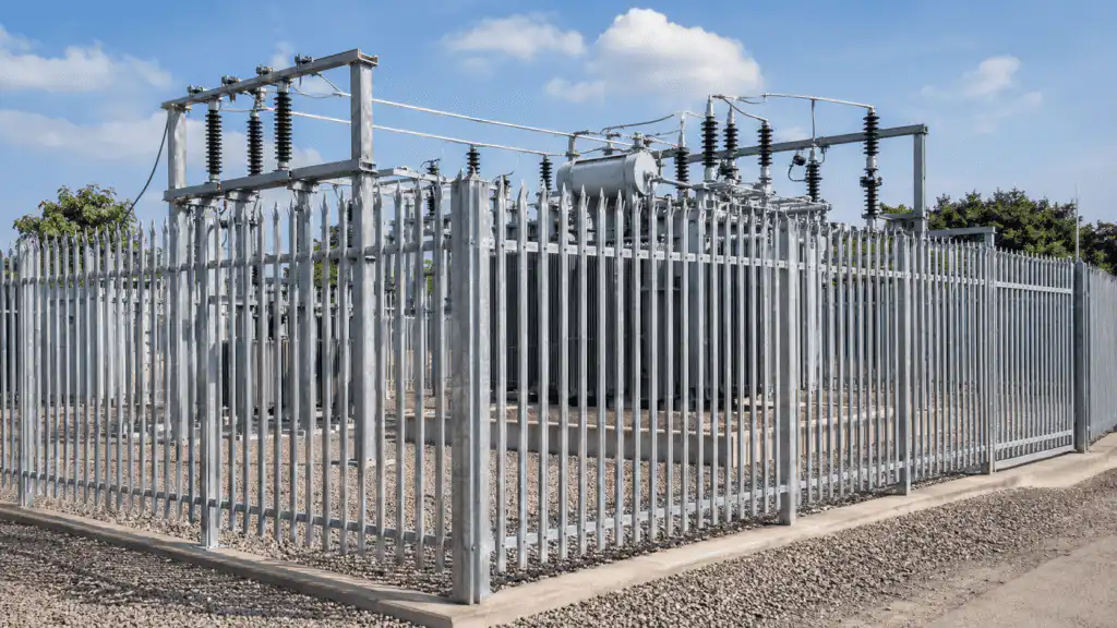 steel palisade fencing for utility and substation security