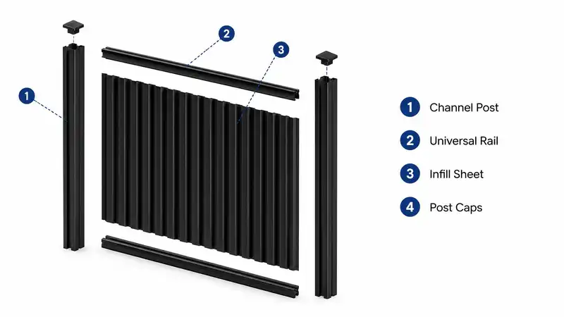 Fence wholesaler inspecting Colorbond-style steel fence specifications