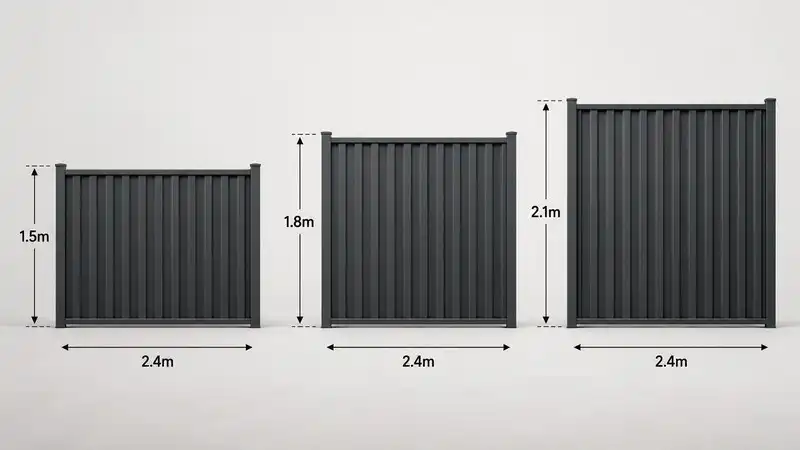Common Colorbond fence panel sizes=