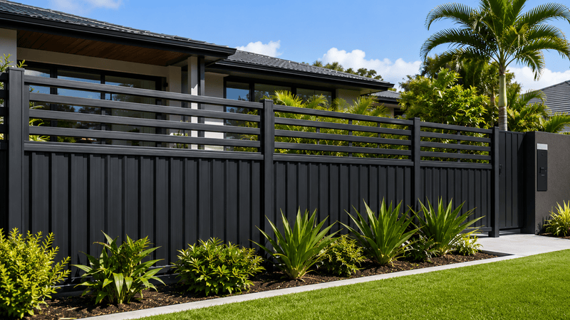 colorbond-style breezeway steel fence design for airflow and outdoor living spaces
