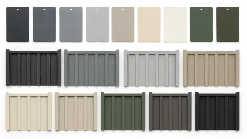 Colorbond-style fence colour samples for B2B steel fencing projects