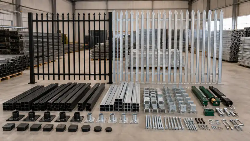 Garrison fence panels and palisade fence panels with posts brackets and accessories