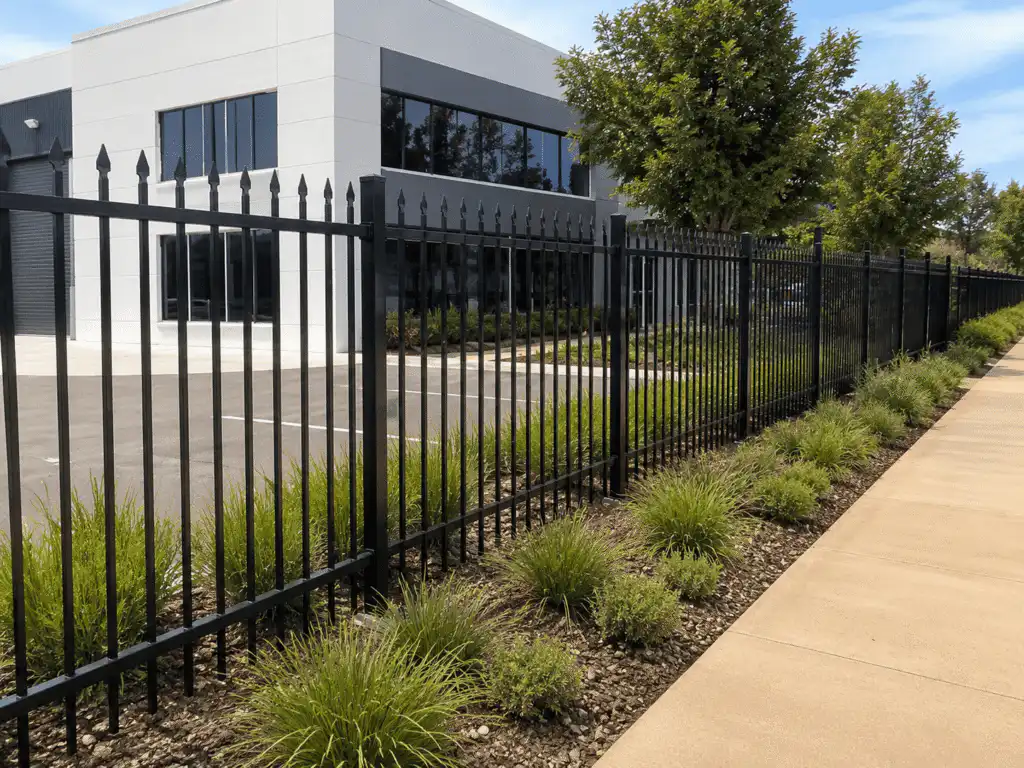 Garrison security fence panels used for office building perimeter protection