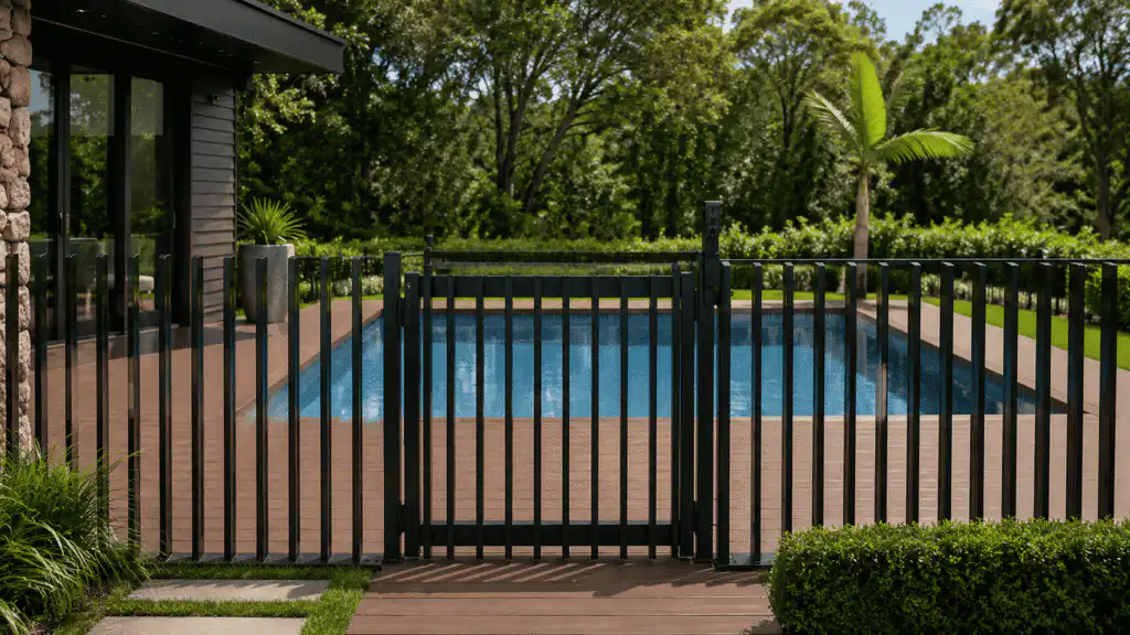 aluminium batten pool fencing for residential backyard swimming pools
