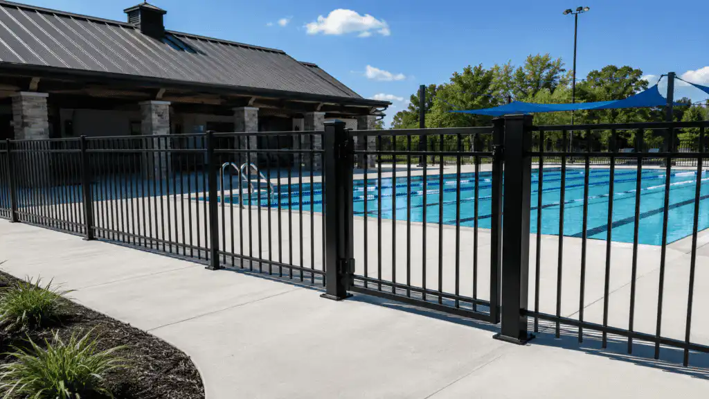 tubular pool fence for resort pool areas