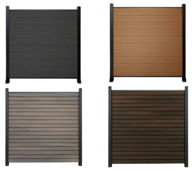 Modern WPC horizontal fence with powder-coated aluminum posts